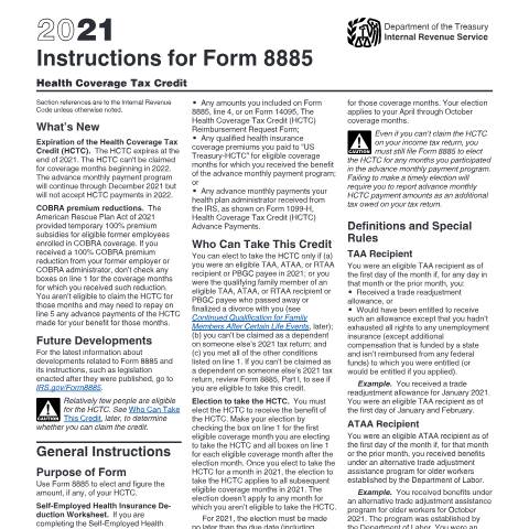 Document preview: IRS Instructions i8885 — IRS, United States (CERFA n°INST-8885)