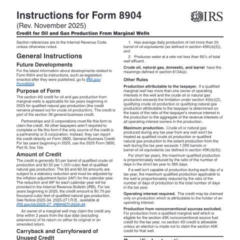 Document preview: IRS Instructions i8904 — IRS, United States (CERFA n°INST-8904)