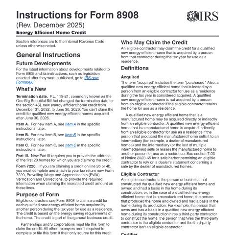 Document preview: IRS Instructions i8908 — IRS, United States (CERFA n°INST-8908)