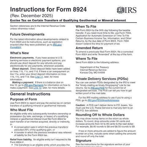 Document preview: IRS Instructions i8924 — IRS, United States (CERFA n°INST-8924)