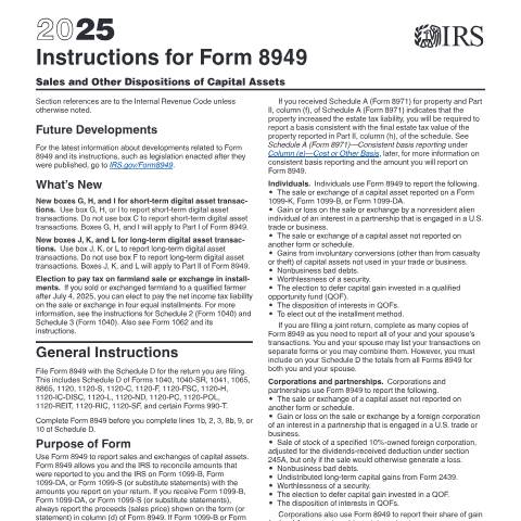 Document preview: IRS Instructions i8949 — IRS, United States (CERFA n°INST-8949)