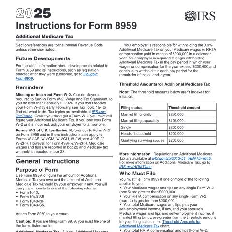 Document preview: IRS Instructions i8959 — IRS, United States (CERFA n°INST-8959)