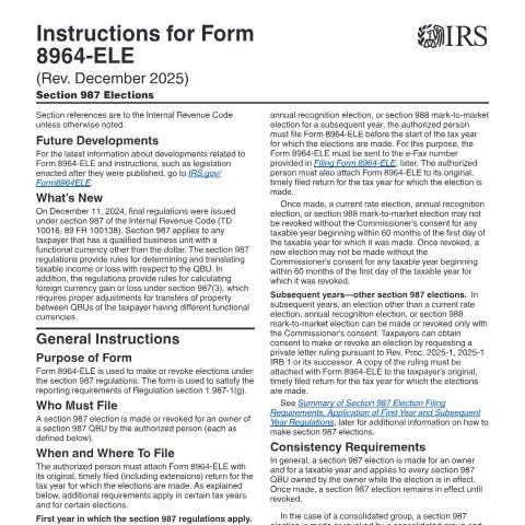 Document preview: IRS Instructions i8964ele — IRS, United States (CERFA n°INST-8964ELE)