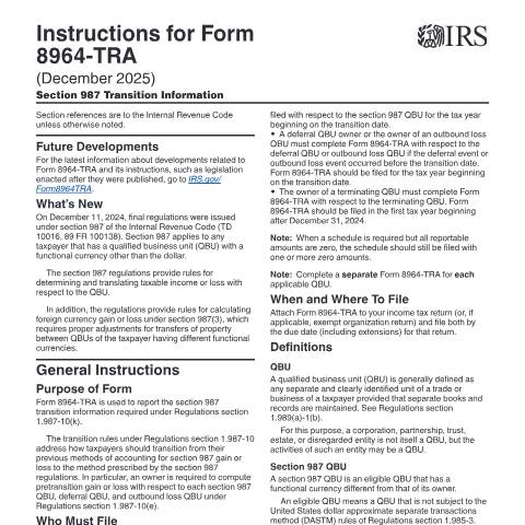 Document preview: IRS Instructions i8964tra — IRS, United States (CERFA n°INST-8964TRA)