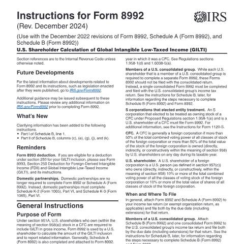 Document preview: IRS Instructions i8992 — IRS, United States (CERFA n°INST-8992)