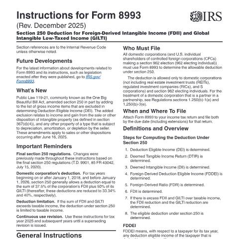 Document preview: IRS Instructions i8993 — IRS, United States (CERFA n°INST-8993)