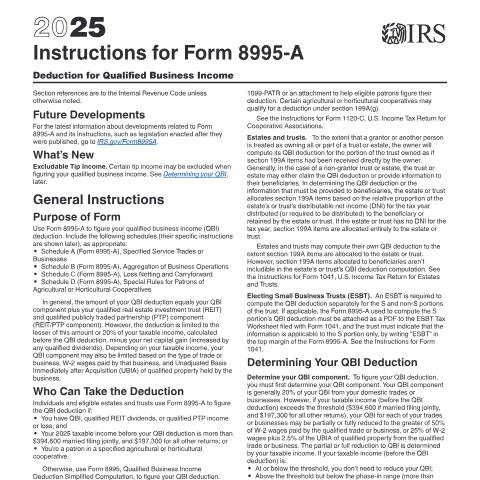Document preview: IRS Instructions i8995a — IRS, United States (CERFA n°INST-8995A)