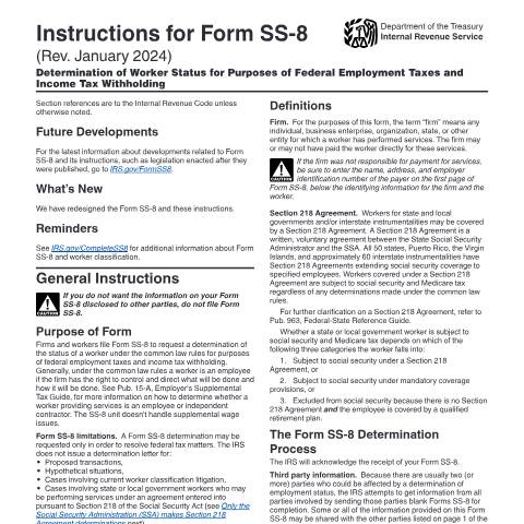 Document preview: IRS Instructions iss8 — IRS, United States (CERFA n°INST-SS8)