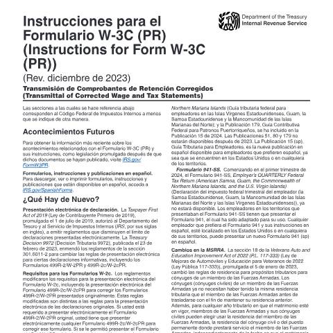 Document preview: IRS Instructions iw3cpr — IRS, United States (CERFA n°INST-W3CPR)