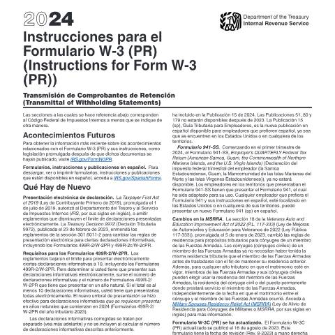 Document preview: IRS Instructions iw3pr — IRS, United States (CERFA n°INST-W3PR)