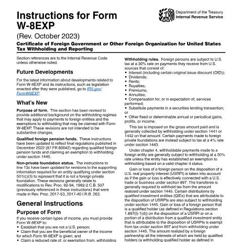 Document preview: IRS Instructions iw8exp — IRS, United States (CERFA n°INST-W8EXP)