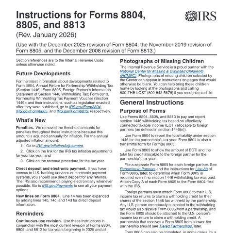 Document preview: IRS Instructions i8804 — IRS, United States (CERFA n°INST-8804)