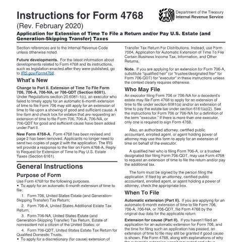 Document preview: IRS Instructions i4768 — IRS, United States (CERFA n°INST-4768)