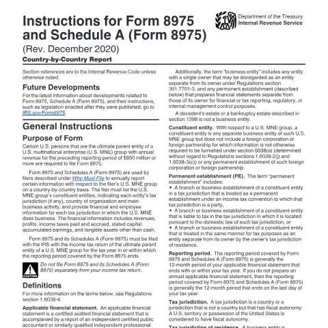 Document preview: IRS Instructions i8975 — IRS, United States (CERFA n°INST-8975)