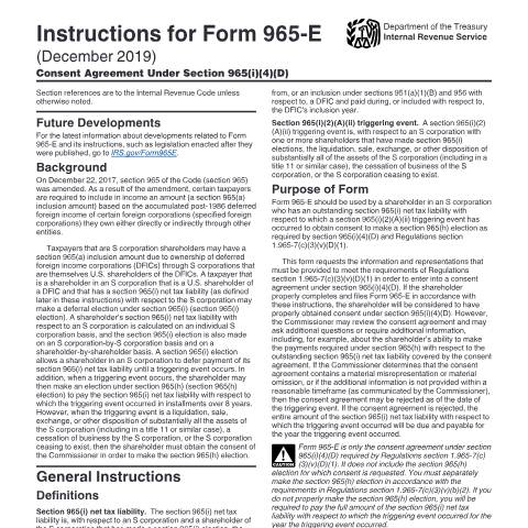 Document preview: IRS Instructions i965e — IRS, United States (CERFA n°INST-965E)