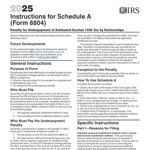 Document preview: IRS Instructions i8804sa — IRS, United States (CERFA n°INST-8804SA)