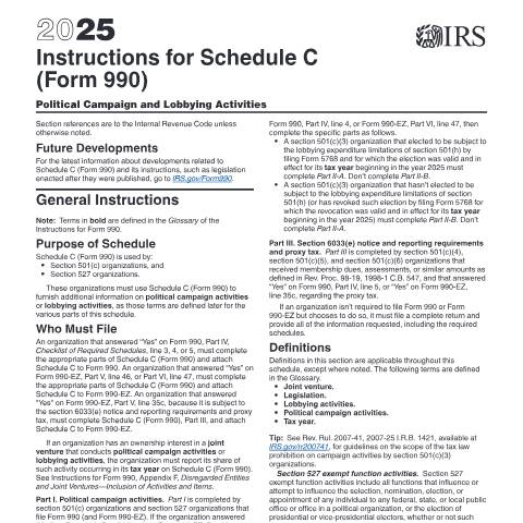Document preview: IRS Instructions i990sc — IRS, United States (CERFA n°INST-990SC)