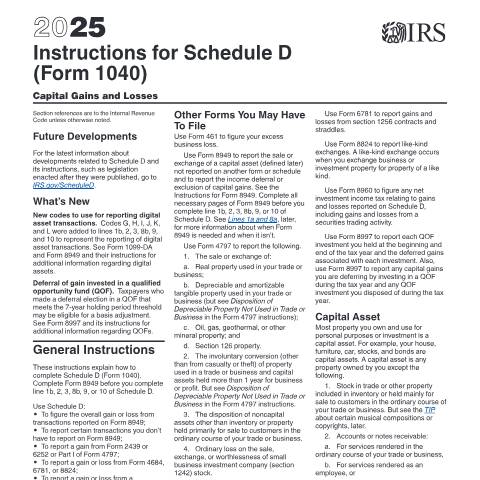 Document preview: IRS Instructions i1040sd — IRS, United States (CERFA n°INST-1040SD)