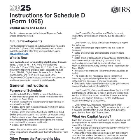 Document preview: IRS Instructions i1065sd — IRS, United States (CERFA n°INST-1065SD)