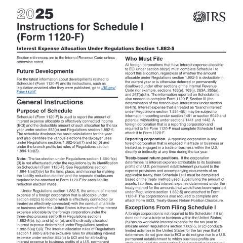 Document preview: IRS Instructions i1120fi — IRS, United States (CERFA n°INST-1120FI)