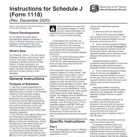 Document preview: IRS Instructions i1118sj — IRS, United States (CERFA n°INST-1118SJ)