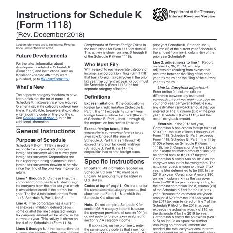 Document preview: IRS Instructions i1118sk — IRS, United States (CERFA n°INST-1118SK)