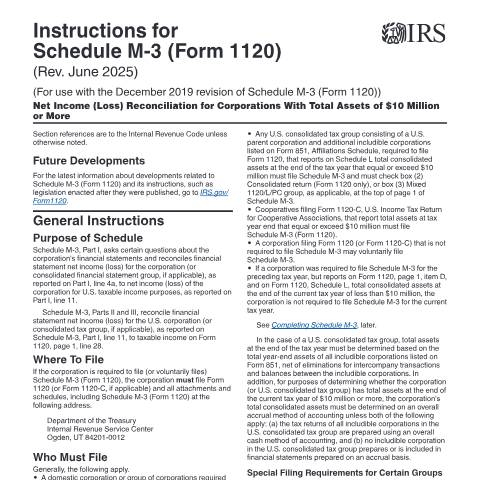 Document preview: IRS Instructions i1120sm3 — IRS, United States (CERFA n°INST-1120SM3)