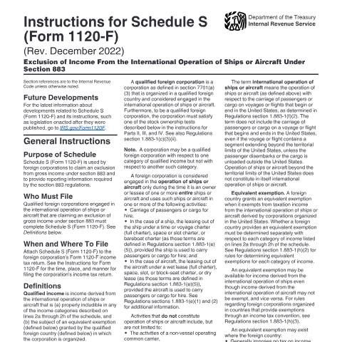 Document preview: IRS Instructions i1120fs — IRS, United States (CERFA n°INST-1120FS)