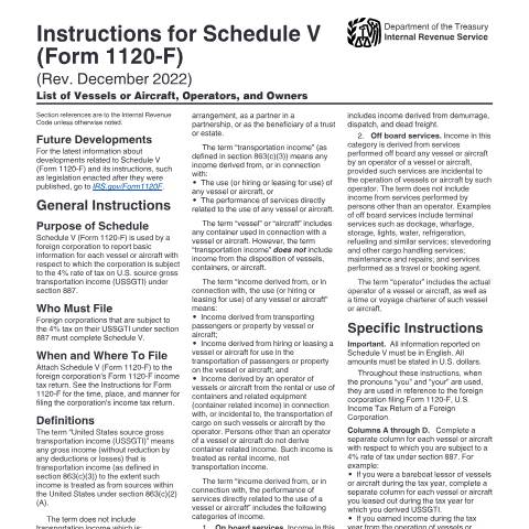 Document preview: IRS Instructions i1120fv — IRS, United States (CERFA n°INST-1120FV)