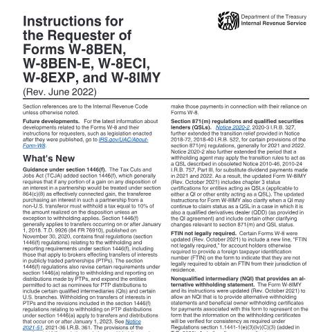 Document preview: IRS Instructions iw8 — IRS, United States (CERFA n°INST-W8)