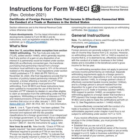 Document preview: IRS Instructions iw8eci — IRS, United States (CERFA n°INST-W8ECI)