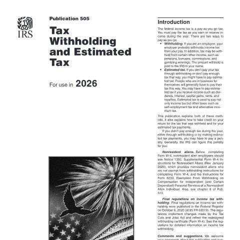 Document preview: IRS Publication p505 — IRS, United States (CERFA n°PUB-505)