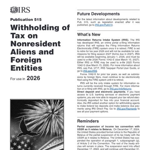 Document preview: IRS Publication p515 — IRS, United States (CERFA n°PUB-515)
