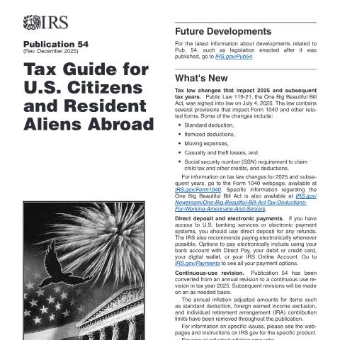 Document preview: IRS Publication p54 — IRS, United States (CERFA n°PUB-54)