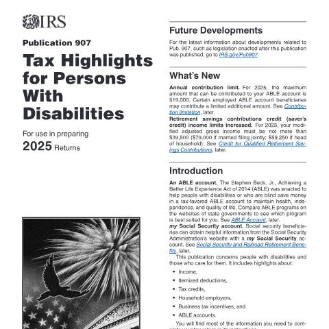 Document preview: IRS Publication p907 — IRS, United States (CERFA n°PUB-907)
