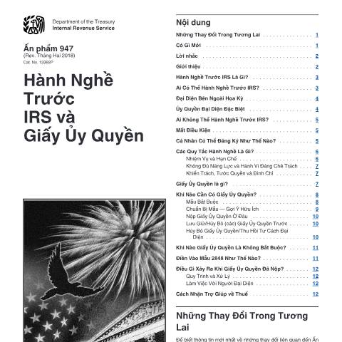Document preview: IRS Publication p947vie — IRS, United States (CERFA n°PUB-947VIE)
