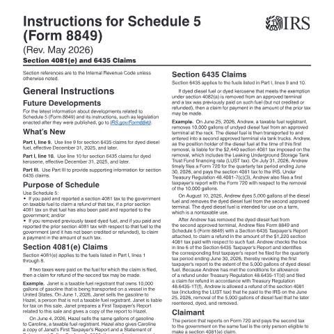 Document preview: IRS Instructions i8849s5 — IRS, United States (CERFA n°INST-8849S5)