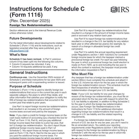 Document preview: IRS Instructions i1116sc — IRS, United States (CERFA n°INST-1116SC)