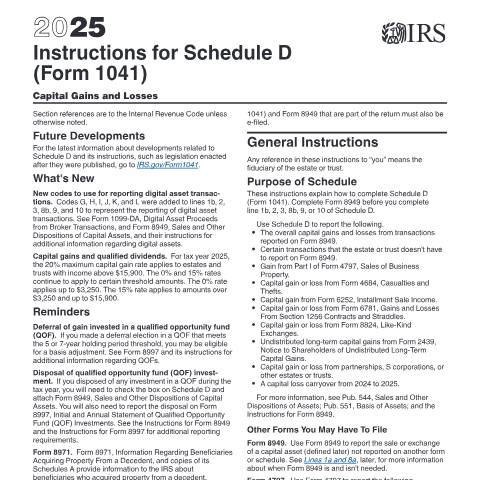 Document preview: IRS Instructions i1041sd — IRS, United States (CERFA n°INST-1041SD)