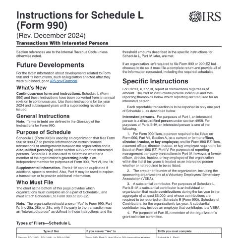 Document preview: IRS Instructions i990sl — IRS, United States (CERFA n°INST-990SL)