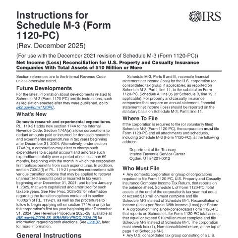 Document preview: IRS Instructions i1120pm3 — IRS, United States (CERFA n°INST-1120PM3)