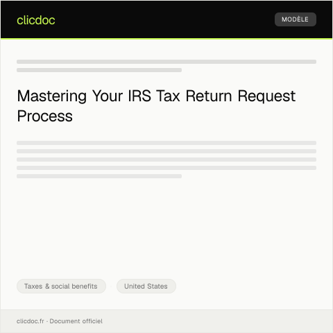 Document preview: IRS Tax Return Request (Form 4506) — Taxes & social benefits, United States