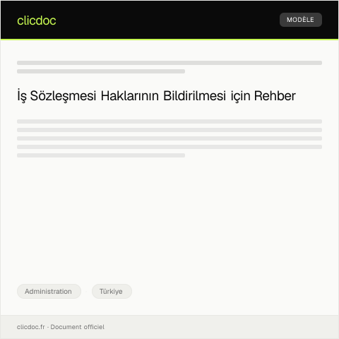 Document preview: İş sözleşmesi ile ilgili hakların bildirilmesi — Administration, Türkiye