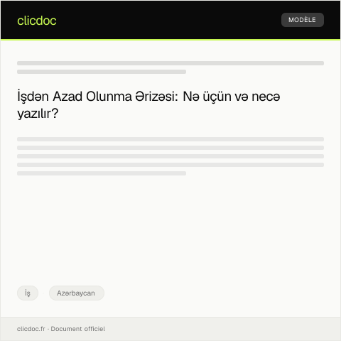 Document preview: İşdən azad olunma ərizəsi — İş, Azərbaycan