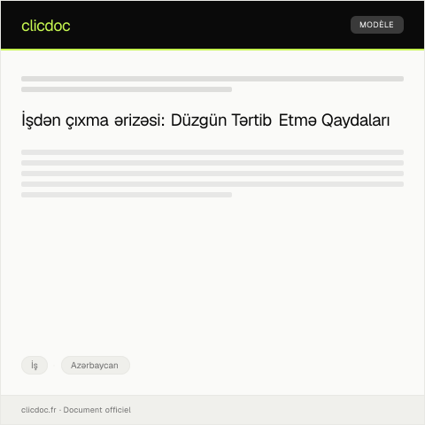 Document preview: İşdən çıxma ərizəsi — İş, Azərbaycan
