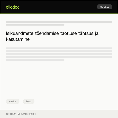 Document preview: Isikuandmete tõendamise taotlus — Haldus, Eesti