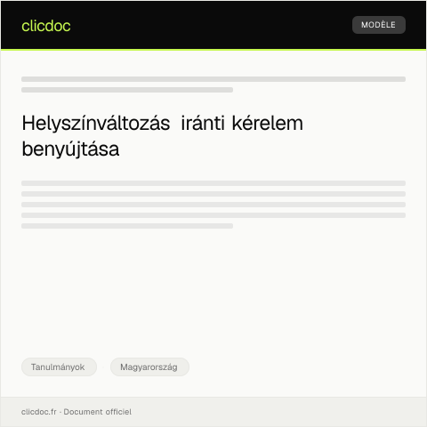 Document preview: Iskola helyszín változás iránti kérelmet — Tanulmányok, Magyarország