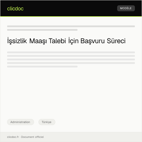 Document preview: İşsizlik Maaşı Talebi İçin Kuruma Başvuru — Administration, Türkiye