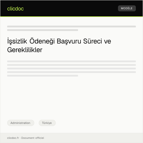 Document preview: İşsizlik ödeneği talep ve başvuru — Administration, Türkiye