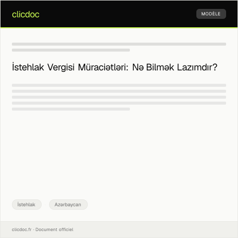 Document preview: İstehlak vergisi ilə bağlı müraciətlərin elektron qaydada təqdimatı — İstehlak, Azərbaycan